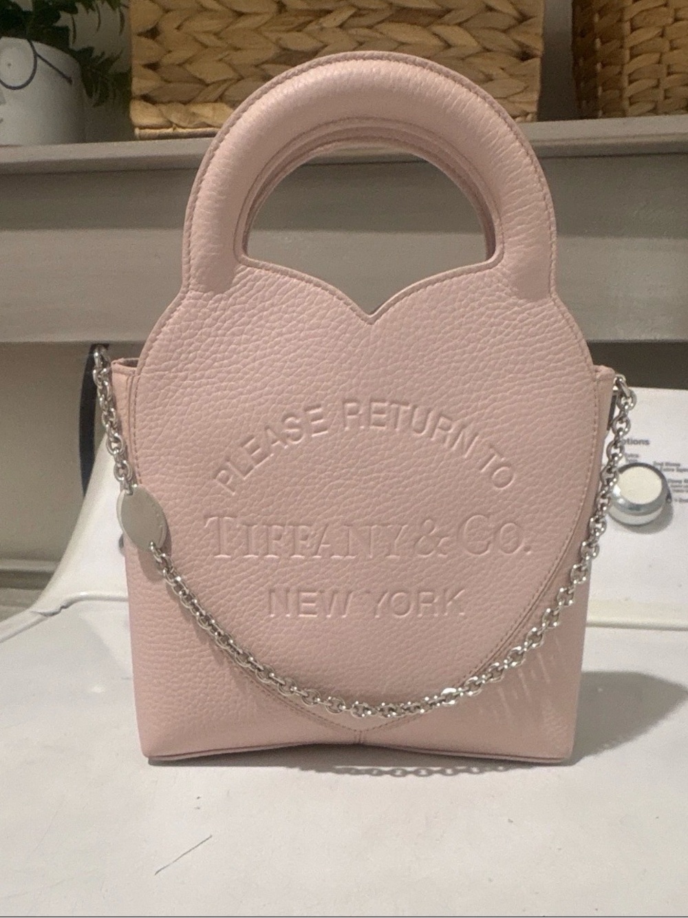 Tiffany & Co. Pale Pink Heart Mini Tote with Chain Strap